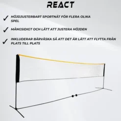 Badmintonnät Höjden Justerbar 500X80 Cm