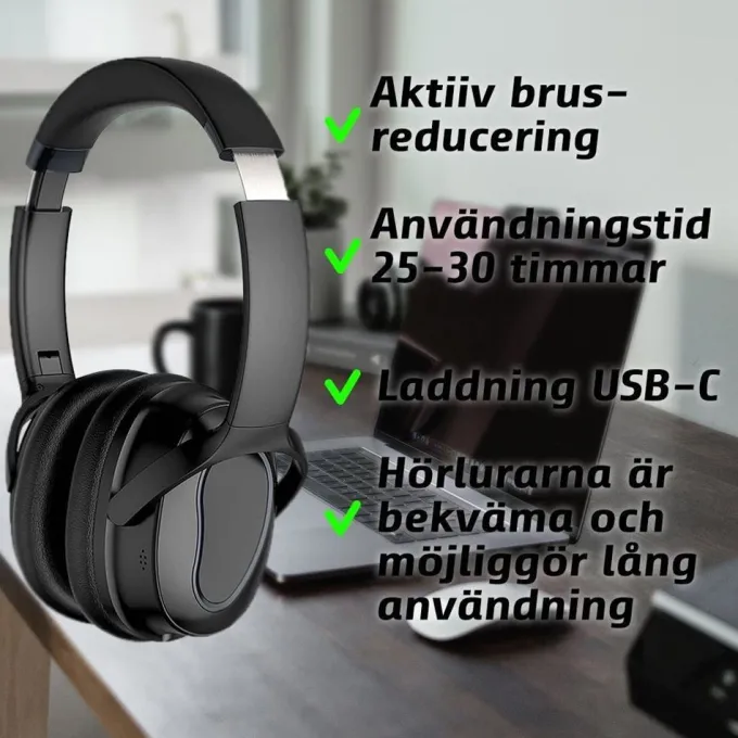 Bass Pro Around-Ear Brusreducerande Trådlösa Hörlurar