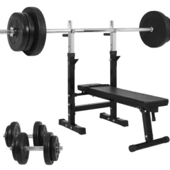 Bänkpress BLACK Skivstång och hantelset - 70 kg
