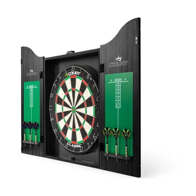 Court Classic Dartboard Cabinet Set (Black)