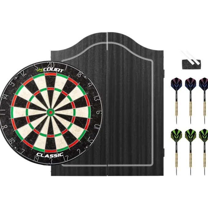 Court Classic Dartboard Cabinet Set (Black)