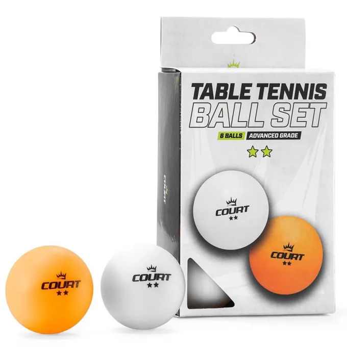 Court Table Tennis Two-Star Ball Set (6Pcs), Bordtennisbollar