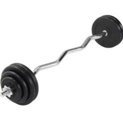 Curlstång Gummi - 35 kg, Skivstångsset gummerade