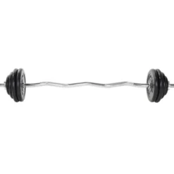 Curlstång Gummi - 35 kg, Skivstångsset gummerade