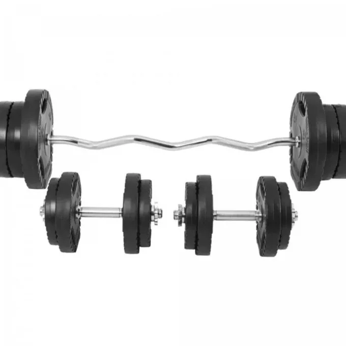 Curlstång Hantlar PRO Trigrip - 70 kg, Skivstångsset plast