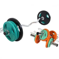 Curlstång Hantlar TRIGRIP 50 mm - 75kg, Skivstångsset gummerade