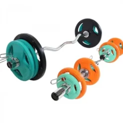 Curlstång Hantlar TRIGRIP 50 mm - 75kg, Skivstångsset gummerade