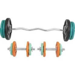 Curlstång Hantlar Trigrip S - 70 kg, Skivstångsset gummerade