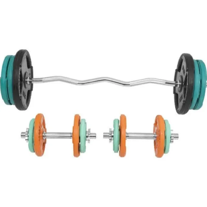 Curlstång Hantlar Trigrip S - 70 kg, Skivstångsset gummerade