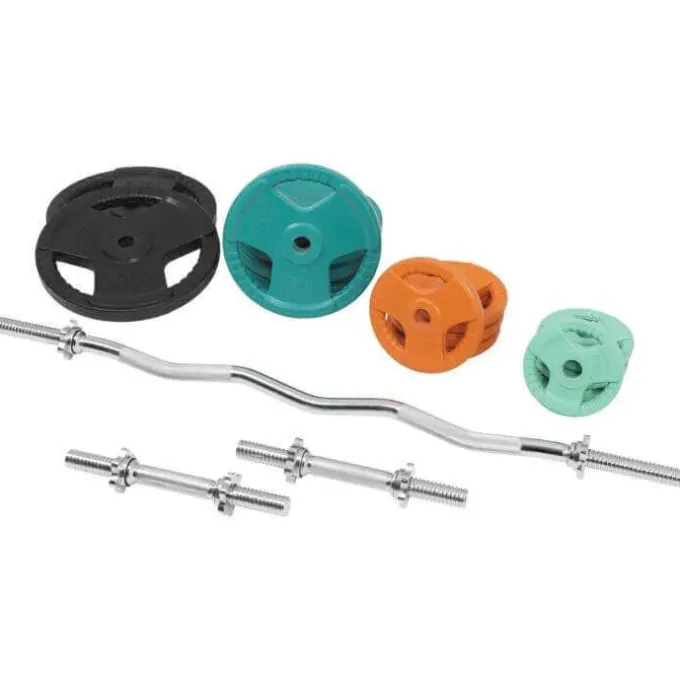Curlstång Hantlar Trigrip S - 70 kg, Skivstångsset gummerade
