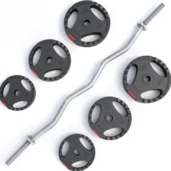 Curlstång PRO Trigrip - 25kg, Skivstångsset gummerade
