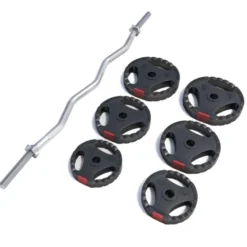 Curlstång PRO Trigrip - 25kg, Skivstångsset gummerade
