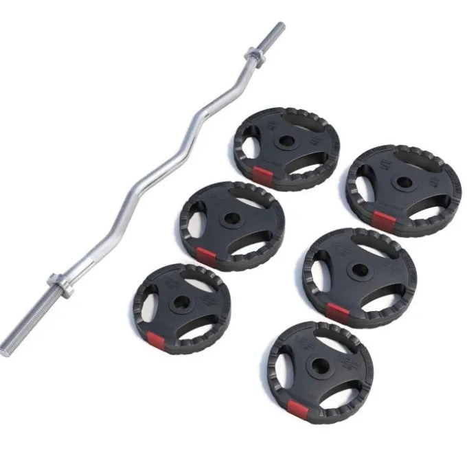 Curlstång PRO Trigrip - 25kg, Skivstångsset gummerade