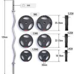 Curlstång PRO Trigrip - 25kg, Skivstångsset gummerade