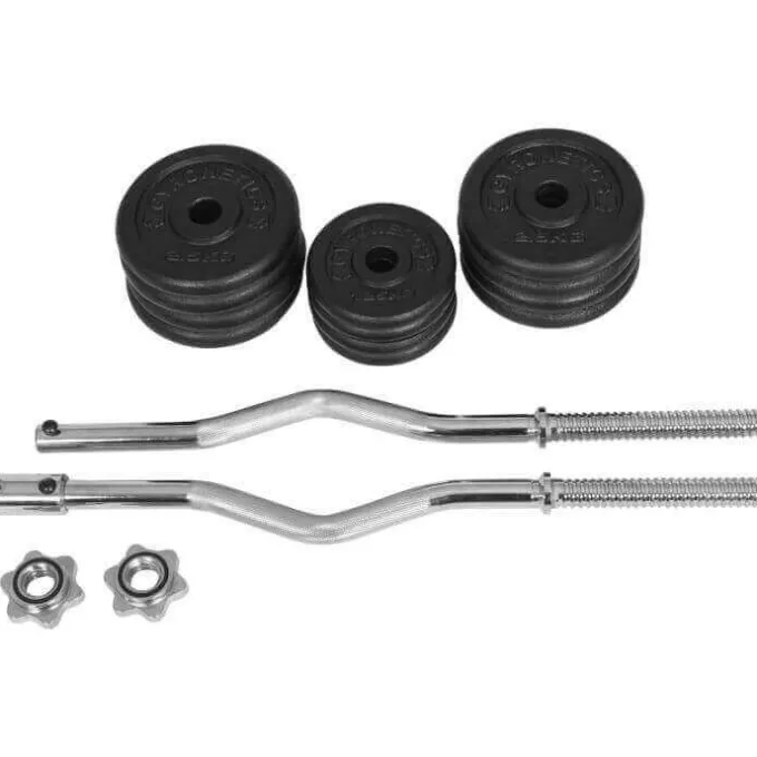 Curlstångspaket E-Series - 30kg, Skivstångsset järn