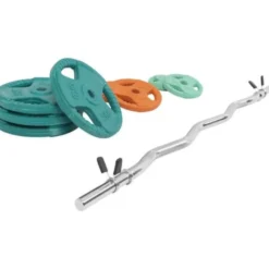 Curlstång Trigrip F- 35kg, Skivstångsset gummerade