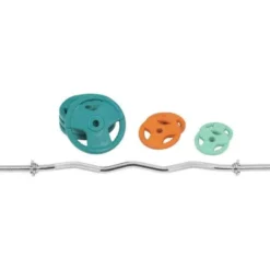 Curlstång Trigrip S - 35 kg, Skivstångsset gummerade