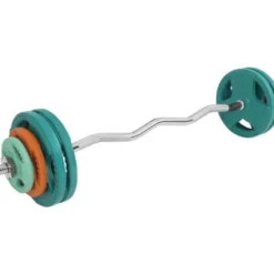 Curlstång Trigrip S - 35 kg, Skivstångsset gummerade