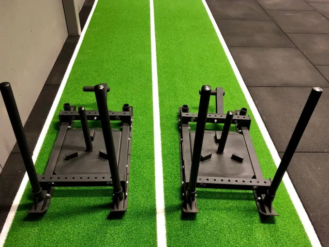 Grön/Svart Med Linjer 2X15, Gymgolv