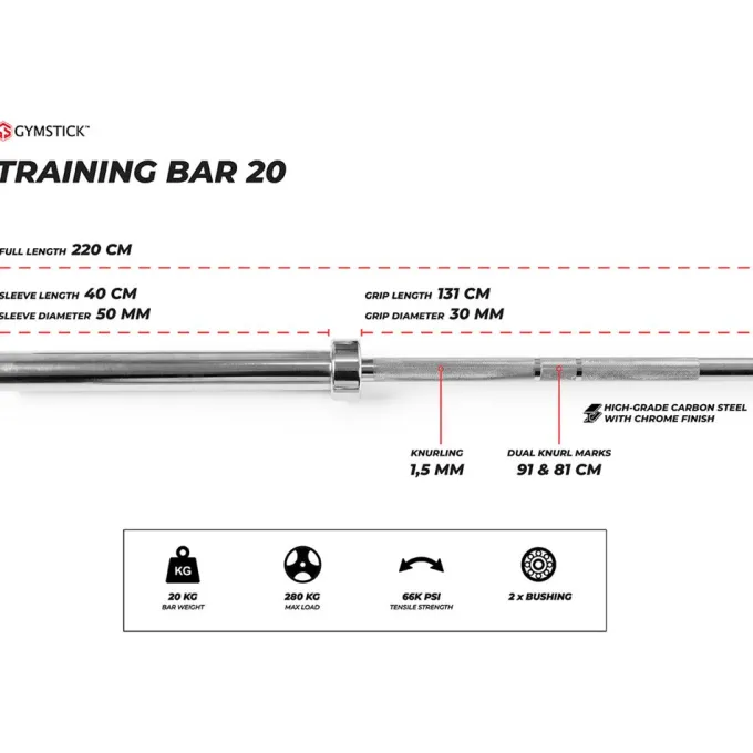 20kg Olympic Bar, Skivstång