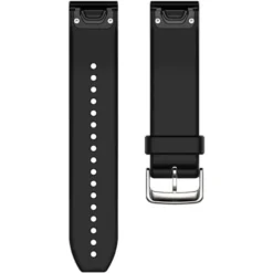 QuickFit 22-klockarmband. svart/silverfärgad silikon