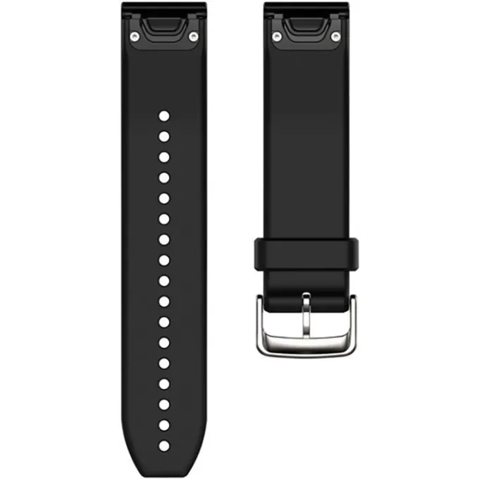 QuickFit 22-klockarmband. svart/silverfärgad silikon