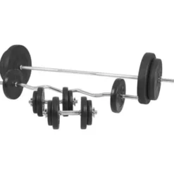 Skivstång Curlstång Hantlar BASIC - 100 kg, Skivstångsset plast