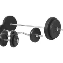 Skivstång Curlstång Hantlar BASIC - 100 kg, Skivstångsset plast