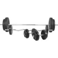 Skivstång Curlstång Hantlar BASIC - 100 kg, Skivstångsset plast