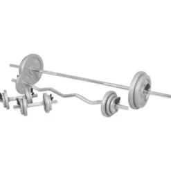 Skivstång CurlstångHantlar IRON - 108kg, Skivstångsset järn