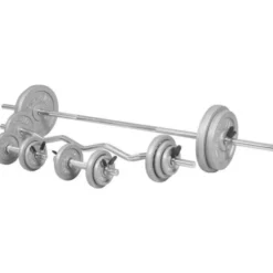 Skivstång CurlstångHantlar IRON - 108kg, Skivstångsset järn