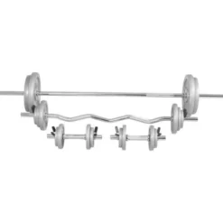 Skivstång CurlstångHantlar IRON - 108kg, Skivstångsset järn