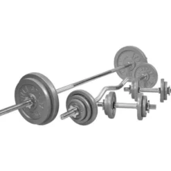 Skivstång CurlstångHantlar IRON - 108kg, Skivstångsset järn