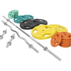 Skivstång CurlstångHantlar Trigrip S -108kg, Skivstångsset gummerade
