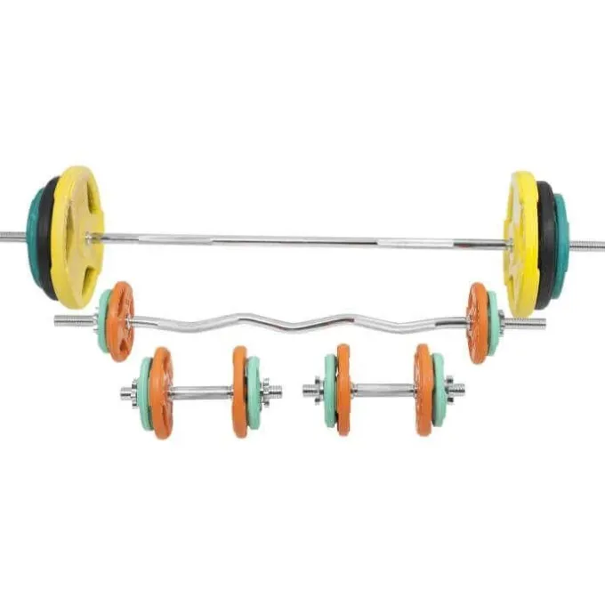 Skivstång CurlstångHantlar Trigrip S -108kg, Skivstångsset gummerade