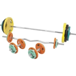 Skivstång CurlstångHantlar Trigrip S -108kg, Skivstångsset gummerade