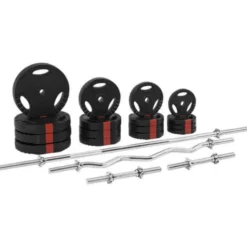 Skivstång CurlstångHantlar Trigrip PRO-100kg, Skivstångsset plast
