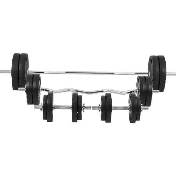 Skivstång CurlstångHantlar Trigrip PRO-100kg, Skivstångsset plast