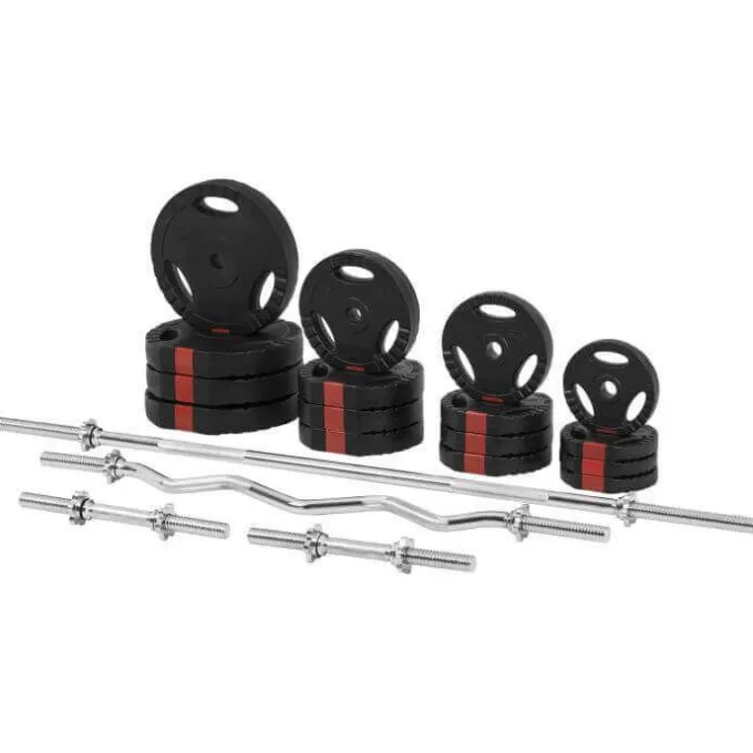 Skivstång CurlstångHantlar Trigrip PRO-100kg, Skivstångsset plast