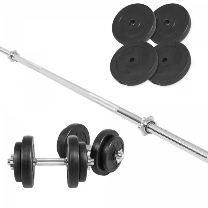 Skivstång Hantlar BASIC - 60 kg, Skivstångsset plast