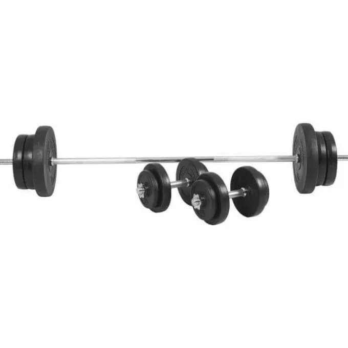 Skivstång Hantlar BASIC - 70kg, Skivstångsset plast