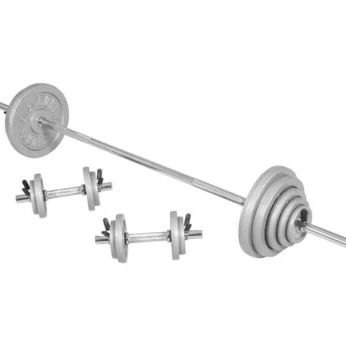 Skivstång Hantlar IRON Feder - 100kg, Skivstångsset järn