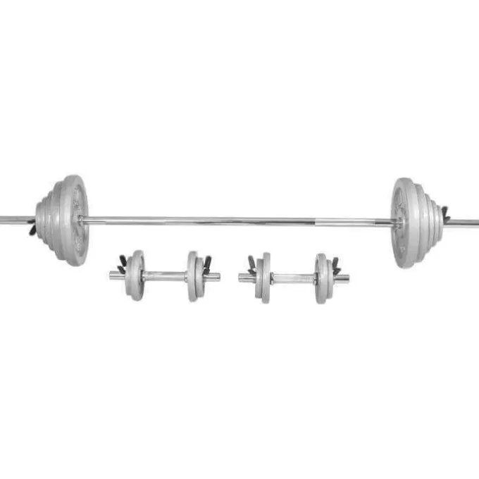 Skivstång Hantlar IRON Feder - 100kg, Skivstångsset järn