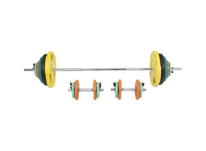 Skivstång Hantlar Trigrip F - 108kg, Skivstångsset gummerade