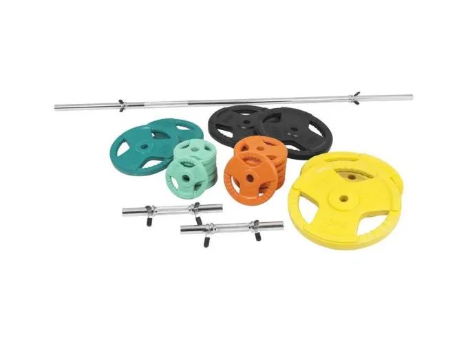 Skivstång Hantlar Trigrip F - 108kg, Skivstångsset gummerade