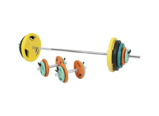 Skivstång Hantlar Trigrip F - 108kg, Skivstångsset gummerade