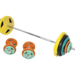 Skivstång Hantlar Trigrip S - 100kg, Skivstångsset gummerade