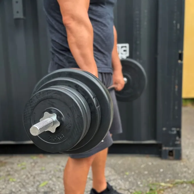 Skivstångset Med Vikter 60 kg, Skivstångsset plast
