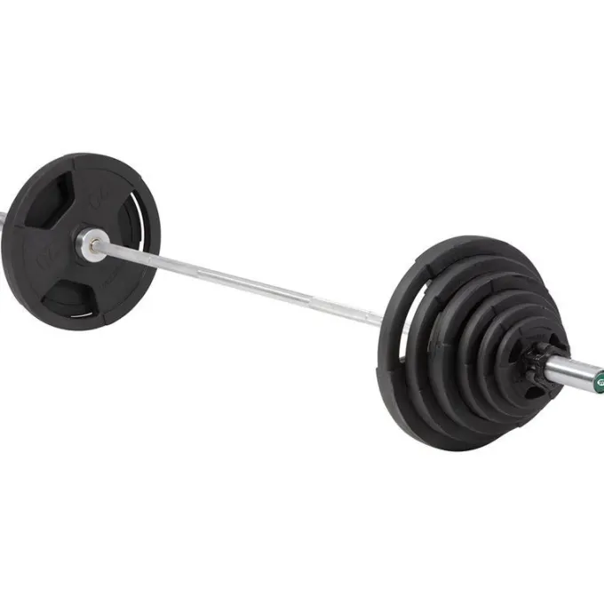 Skivstångsset 135 kg Deluxe, Skivstångsset gummerade