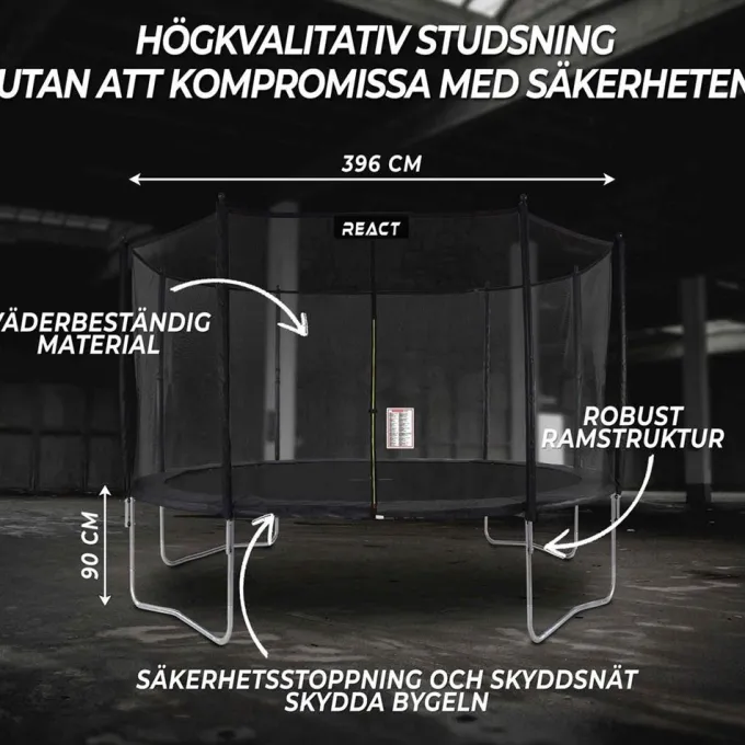 Studsmatta 396Cm Med Skyddsnät